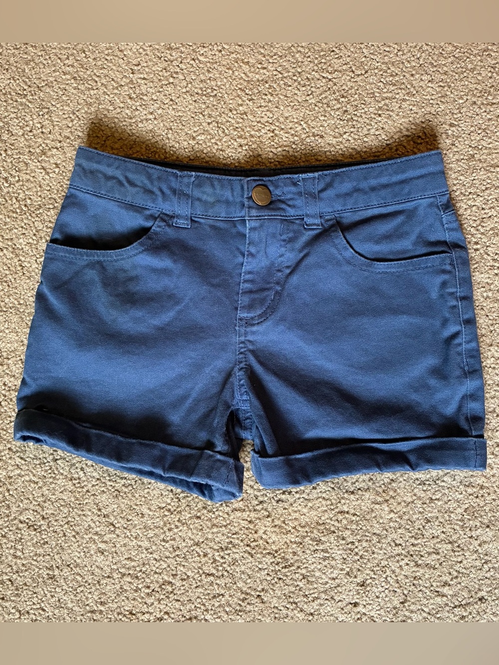 Carhartt Navy Blue Kids Cotton Roll-Cuff Shorts Girls Size 8